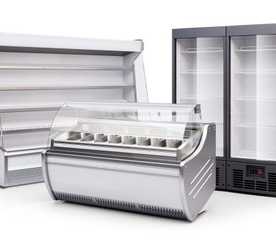 Freezer,Showcase,,Refrigerated,Cabinet,And,Fridge,Showcase,Isolated,On,White