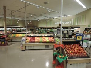 refrigerated cases at a grocery store